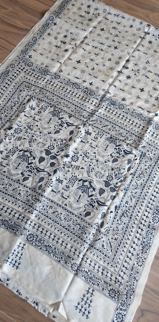 Warli saree kantha saree silk saree designer saree handmade gifts