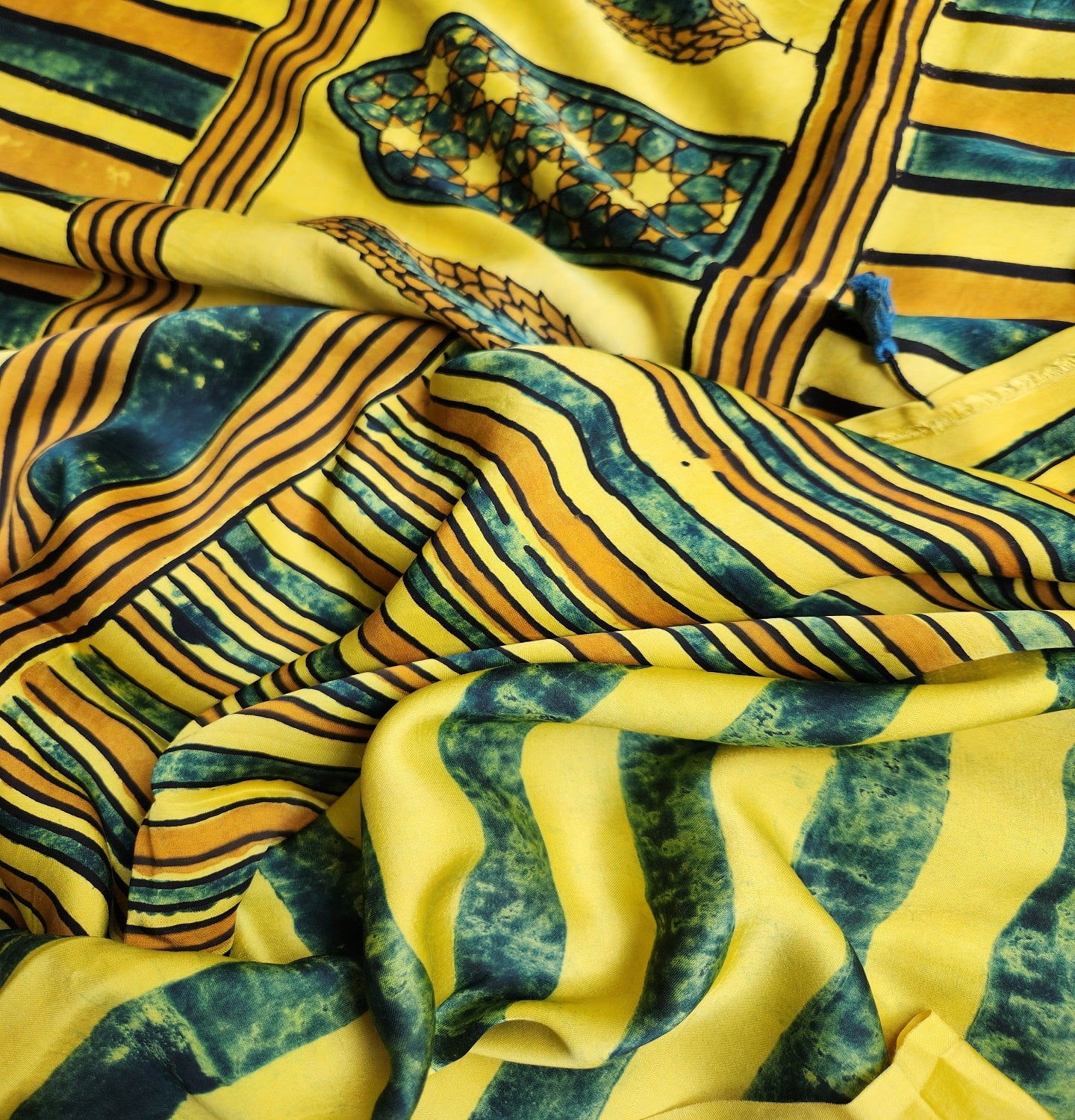 ajrakhsaree sarees ajrakh modal silk officewear yellow saree Haldi look haldi outfit