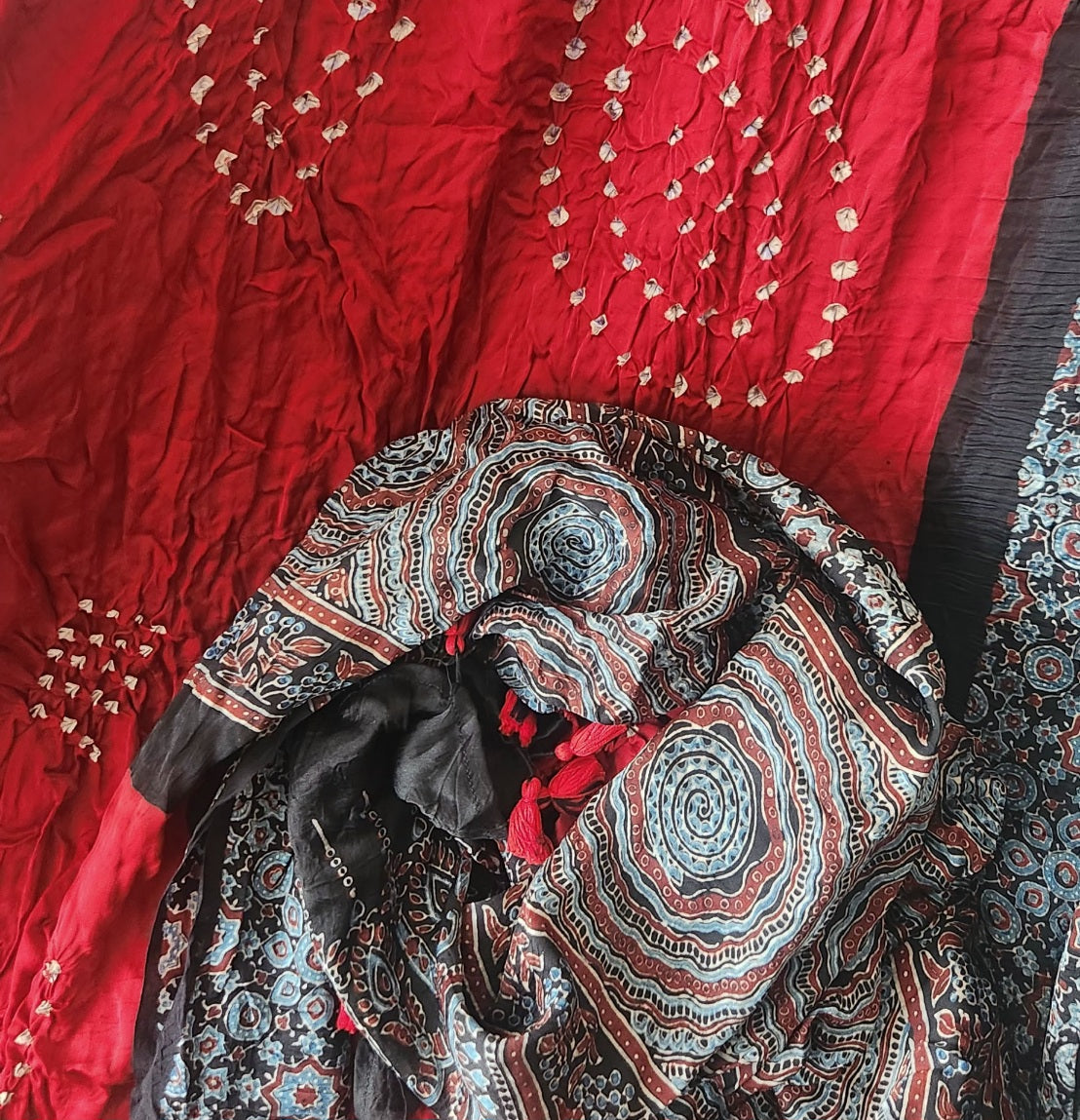 AJRAKH BANDHANI SILK SAREE