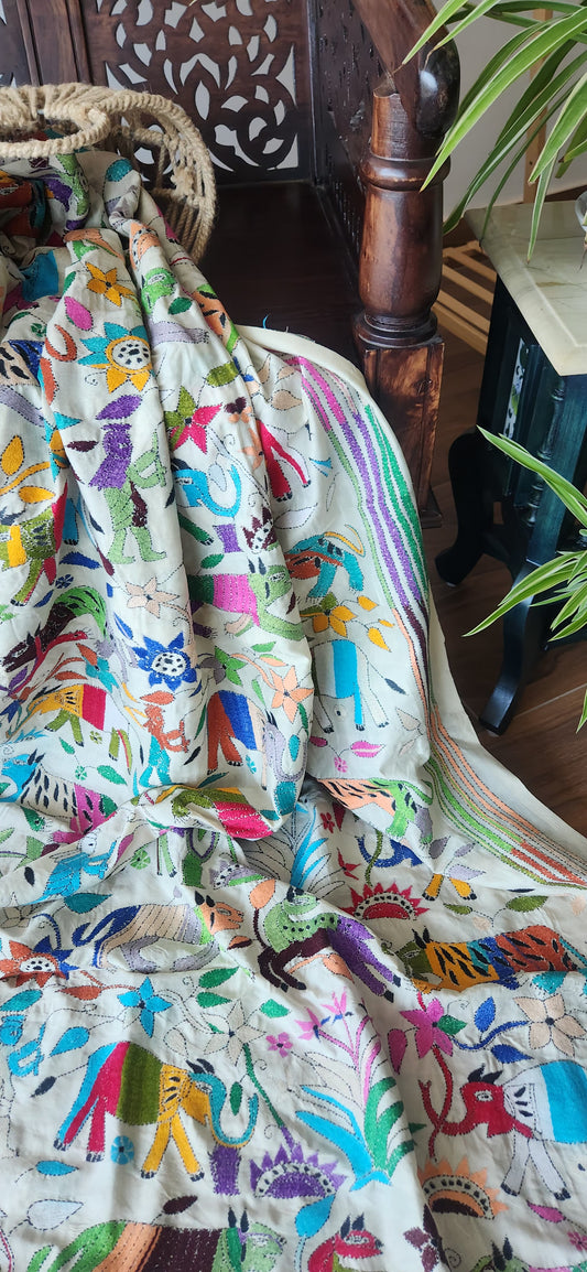 animal kantha jungle book kantha dupatta designer dupatta iTokri unique dupatta