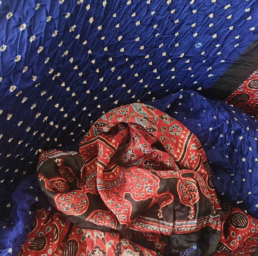 AJRAKH BANDHANI SILK SAREE
