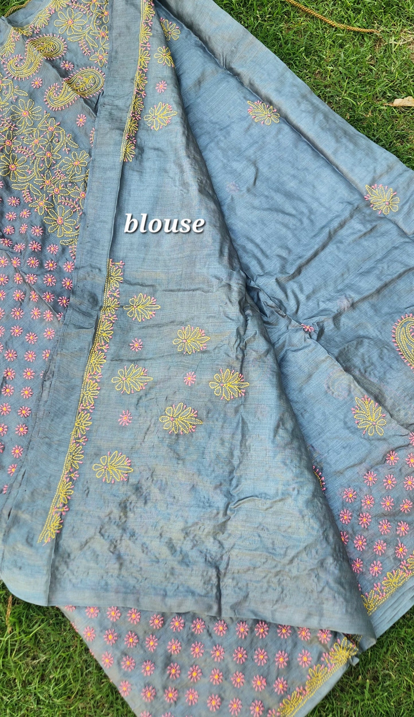 chikankari saree tussar saree Grey saree