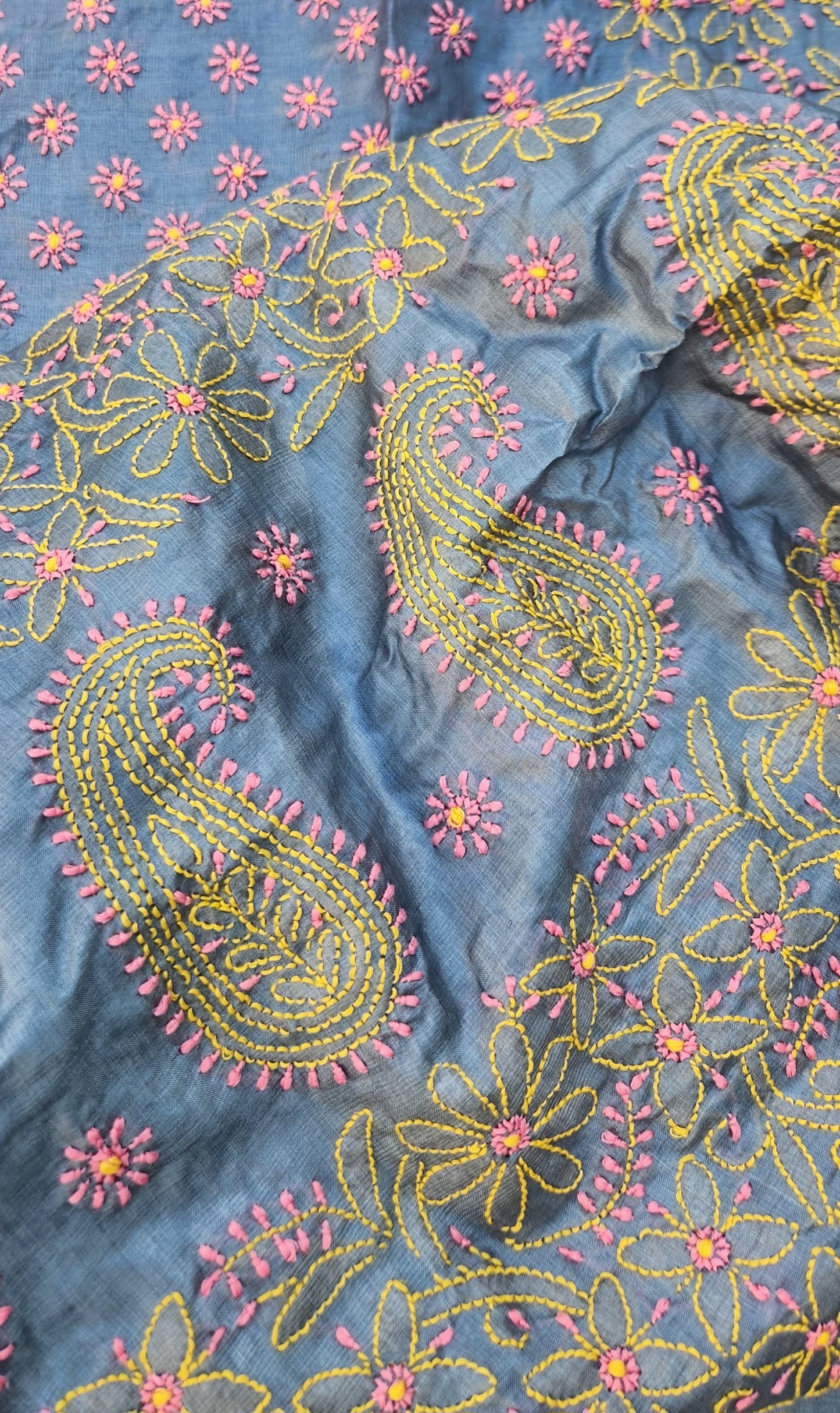 chikankari saree tussar saree Grey saree