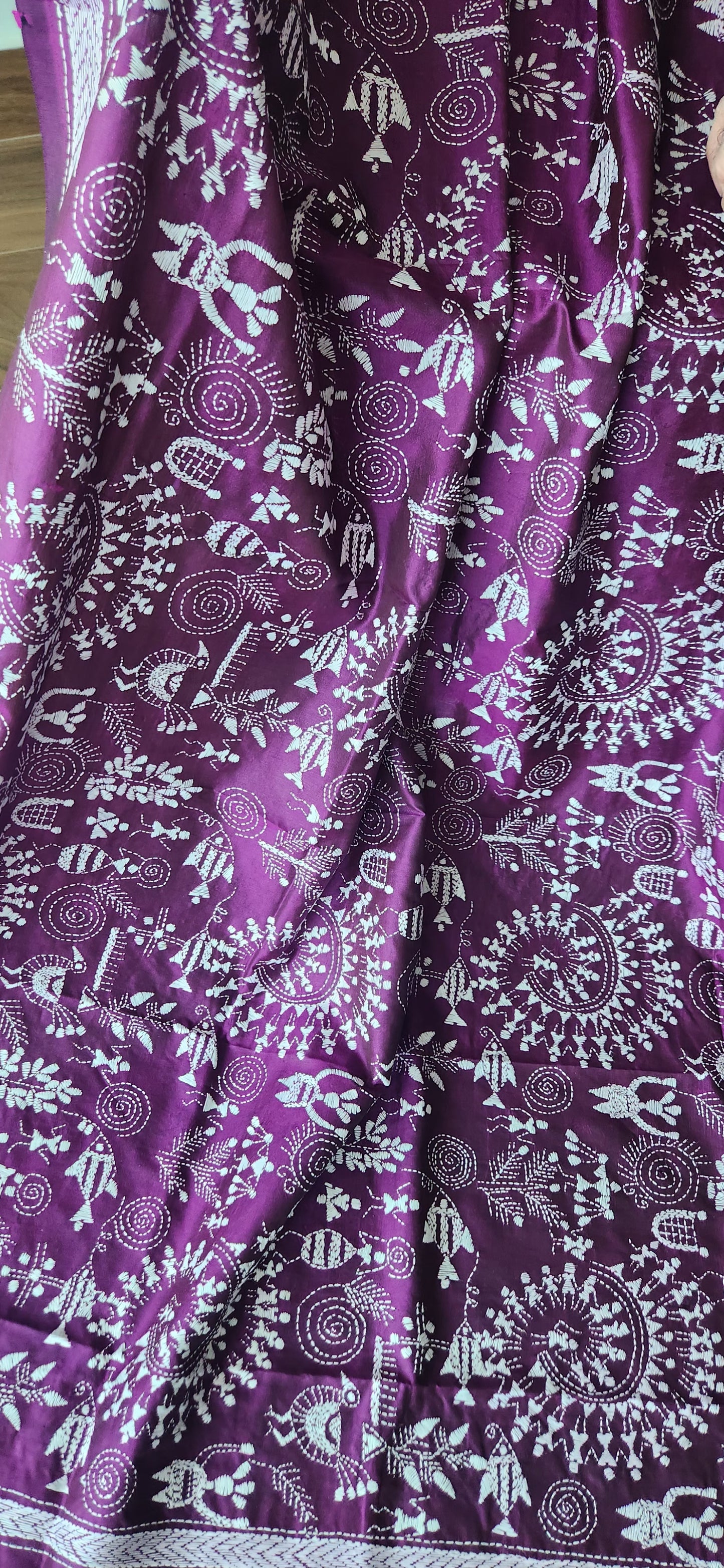 kantha dupatta purple dupatta silk dupatta warli dupatta handmade dupatta
