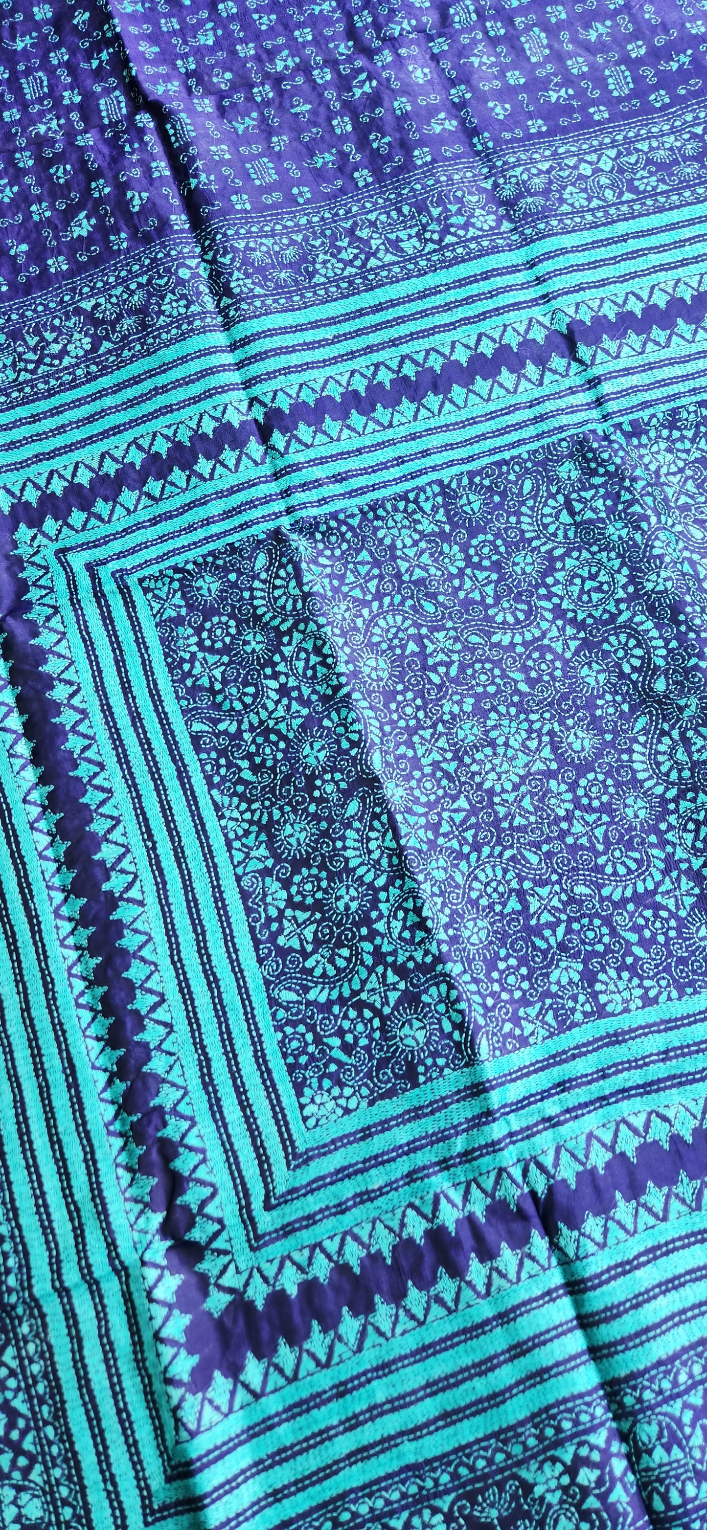 kantha saree designer saree anniversary gift sarees Indian handmade saree silk saree Warli saree