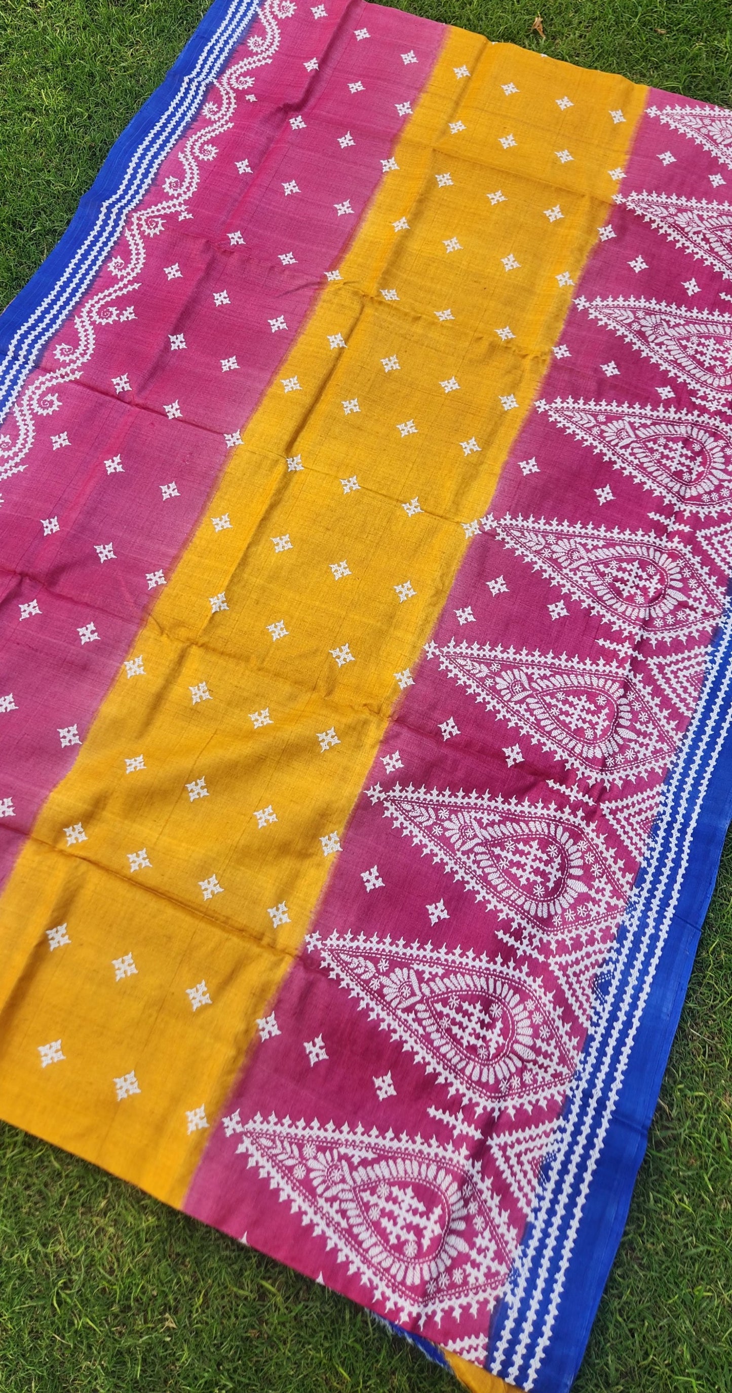 kutchwork saree blue saree kantha saree designer saree silk saree