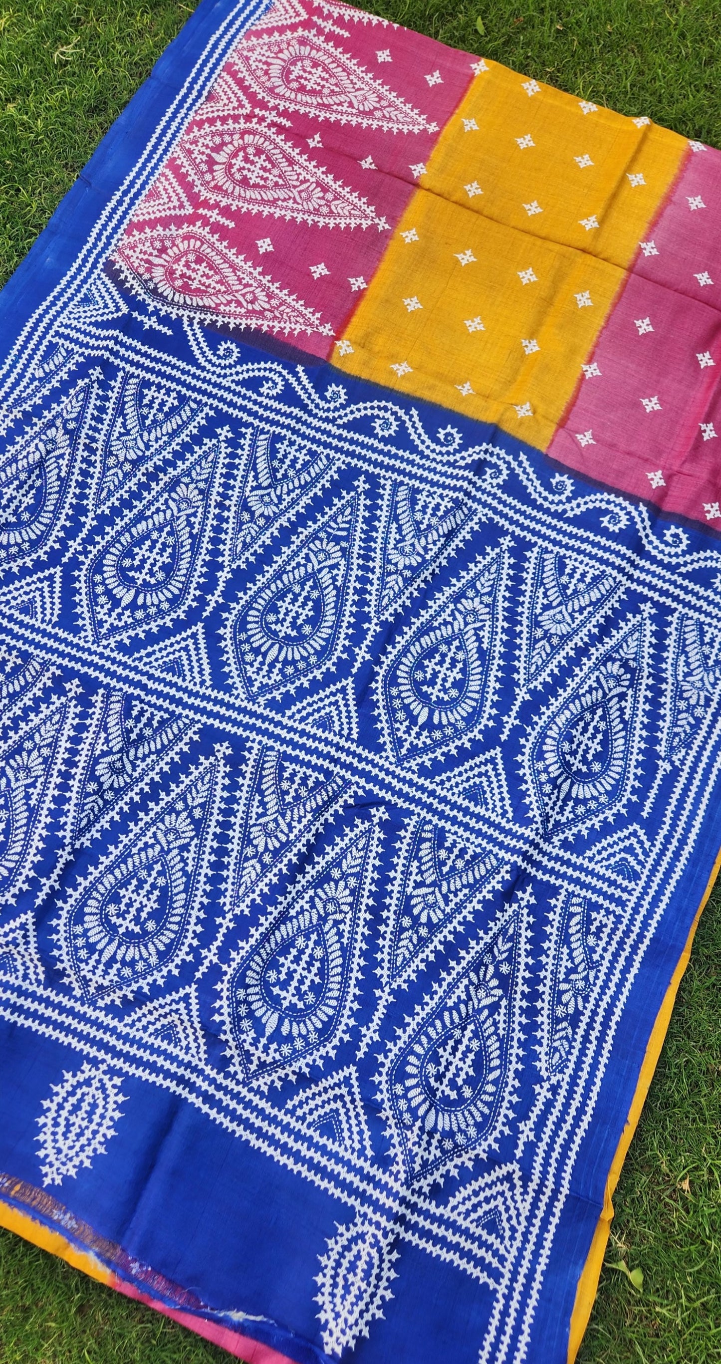 kutchwork saree blue saree kantha saree designer saree silk saree