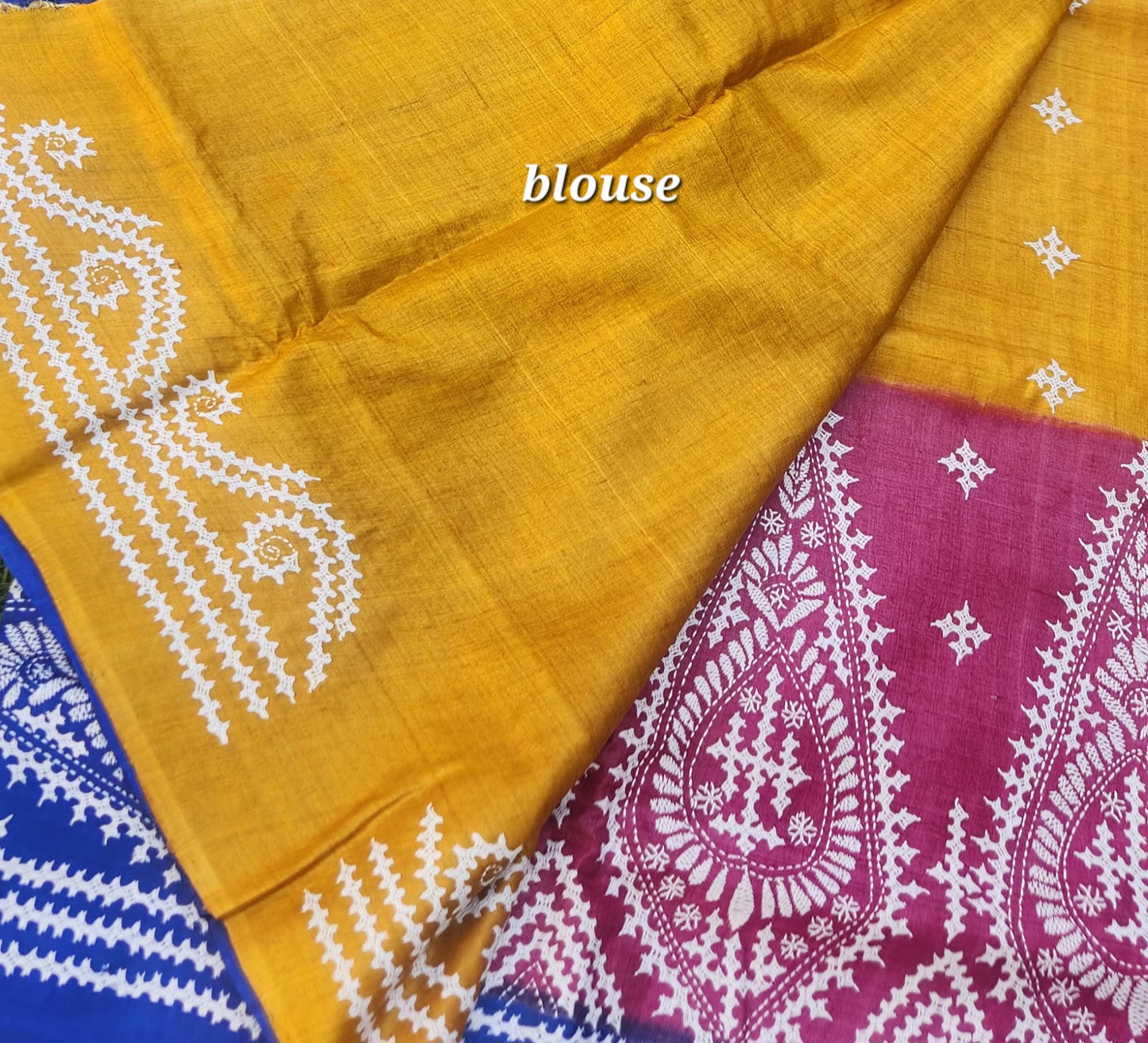 kutchwork saree blue saree kantha saree designer saree silk saree