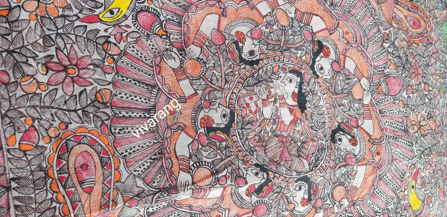FUSION MADHUBANI SAREE