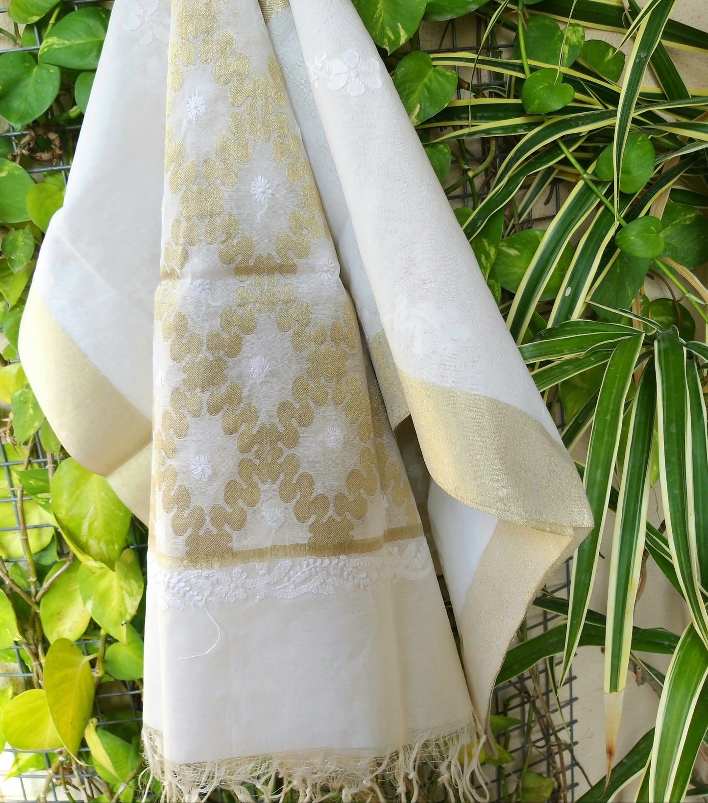 chikankari dupatta chanderi dupatta zariwork chikankari white