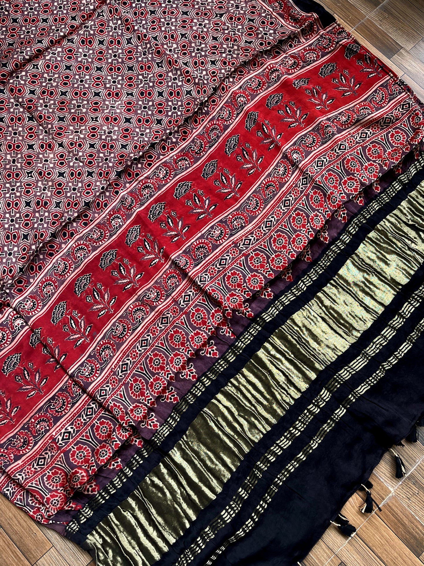 AJRAKH SILK ZARI DUPATTA