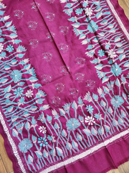 Kantha woolen shawls handmade gifts Indian gifts handembroidery winterwear wedding shopping