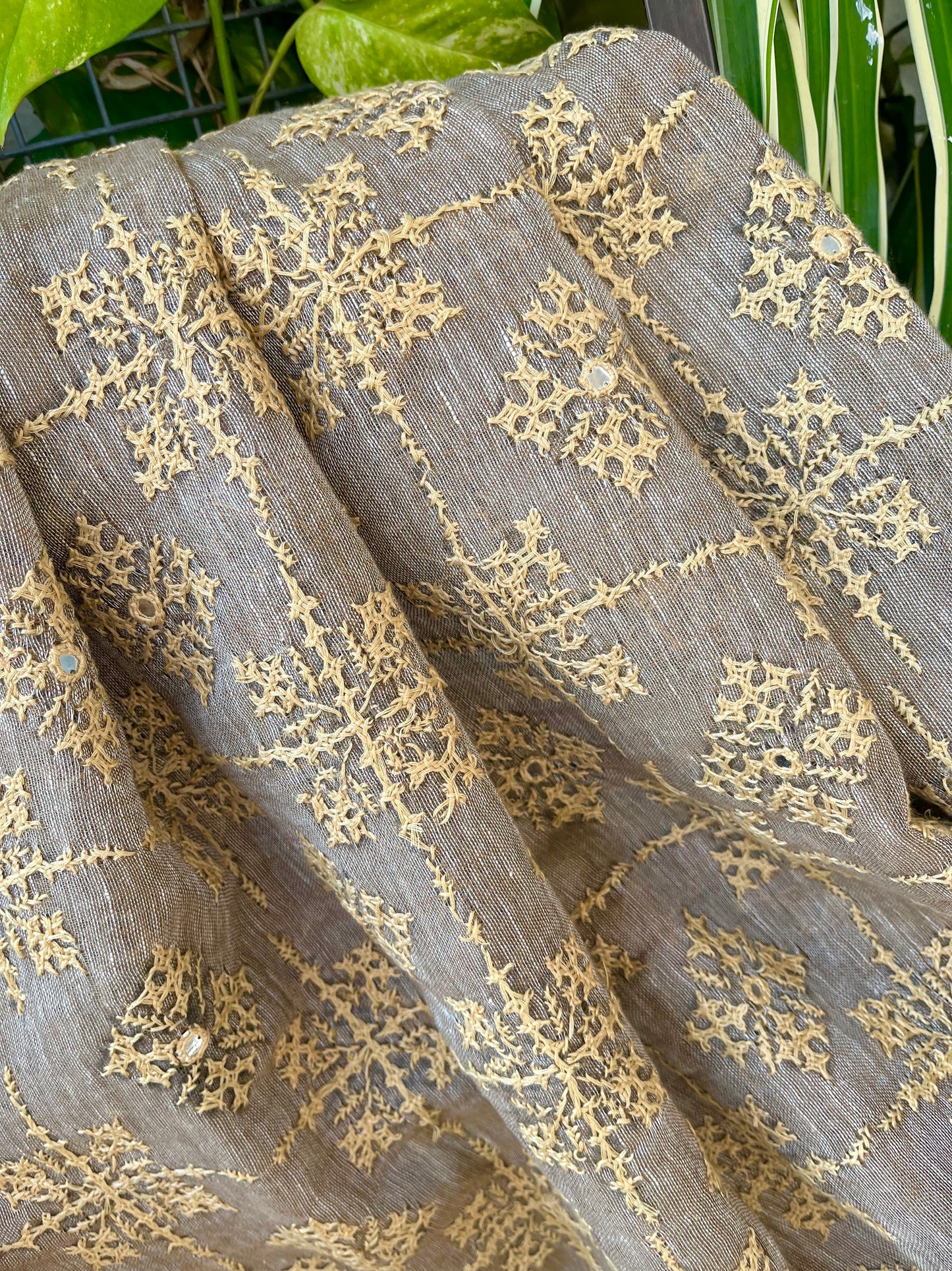 Kutchwork dupatta linen dupatta beige dupatta designerwear