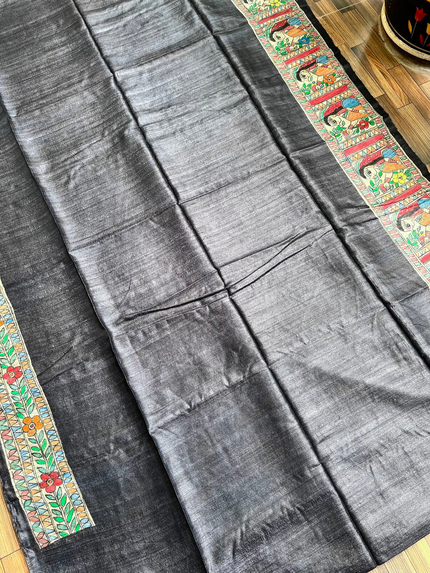 MADHUBANI HANDPAINTED SAREE - DURGA PUJA