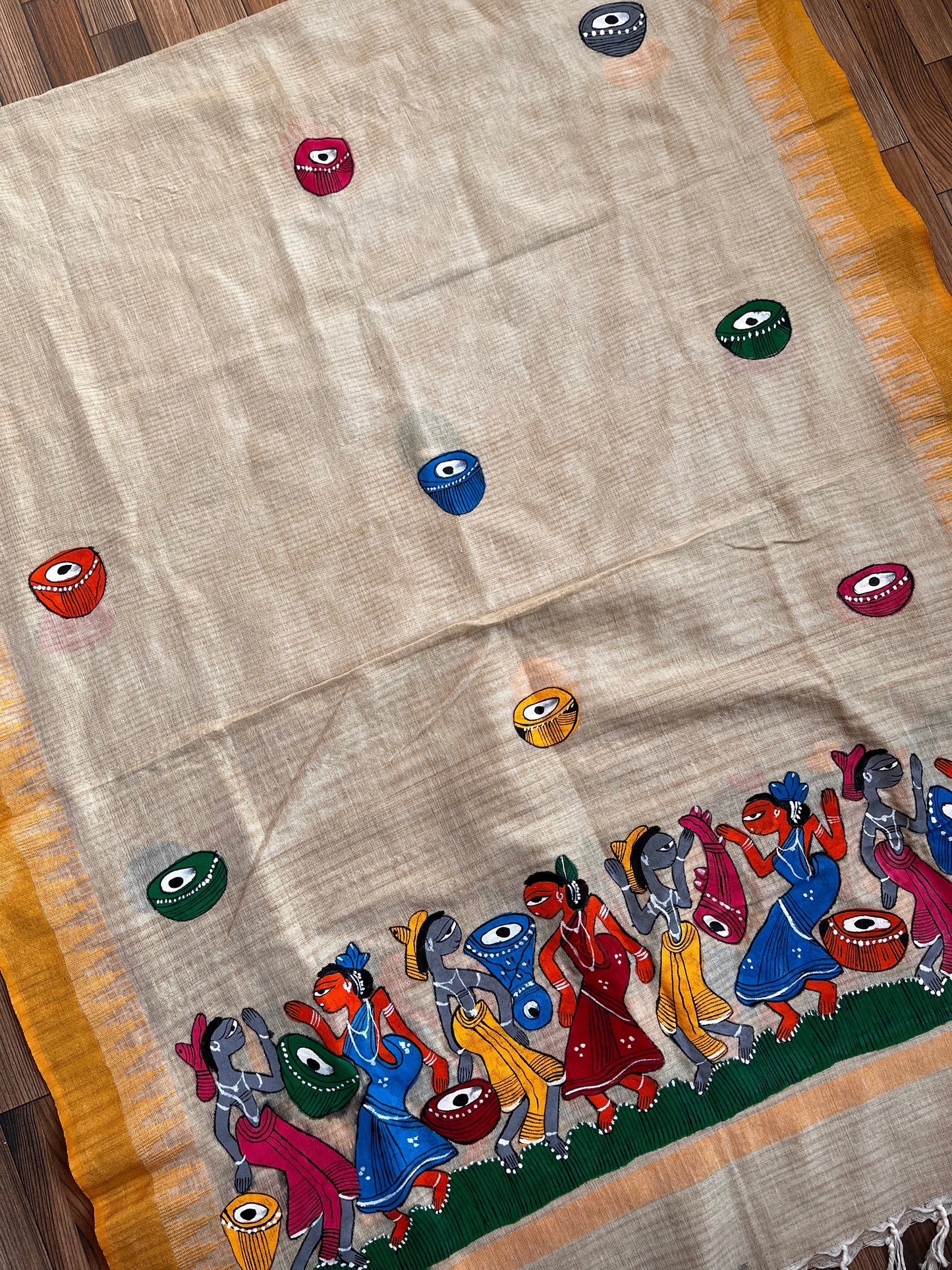 yellow dupatta pattchitra dupatta Indian gifts