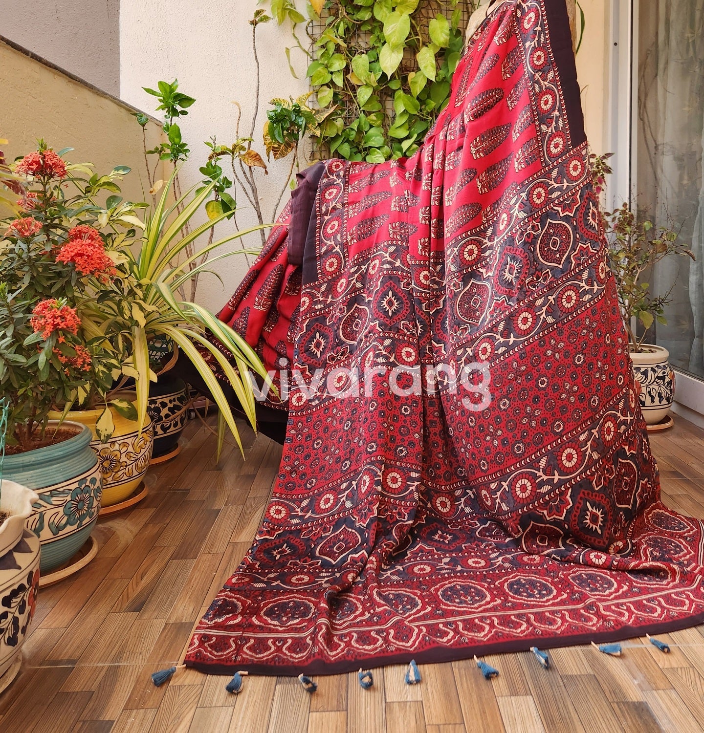 ajrakh saree modalsilk red saree Indian sarees ajrakh officewear