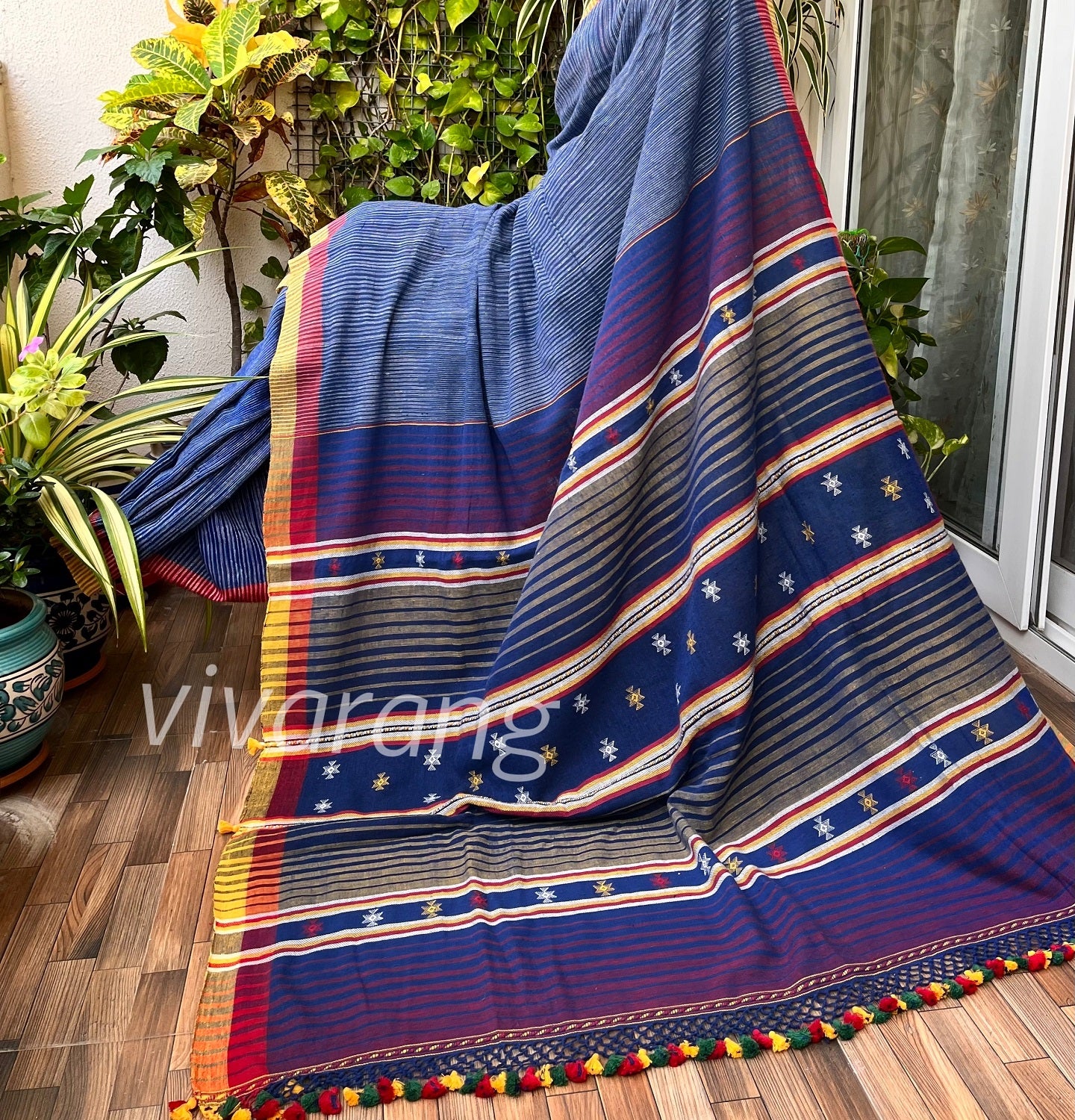 bhujodi blue saree oifficewear