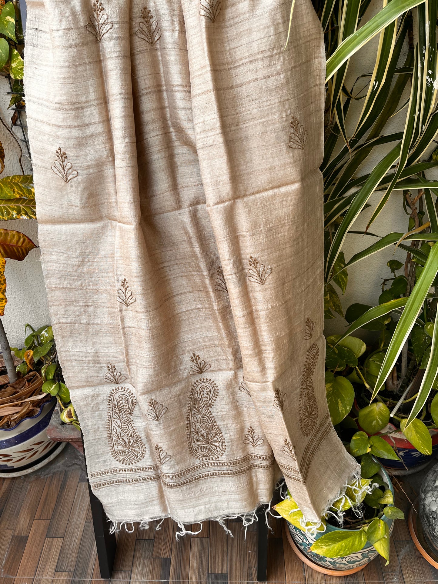 CHIKANKARI SILK DUPATTA