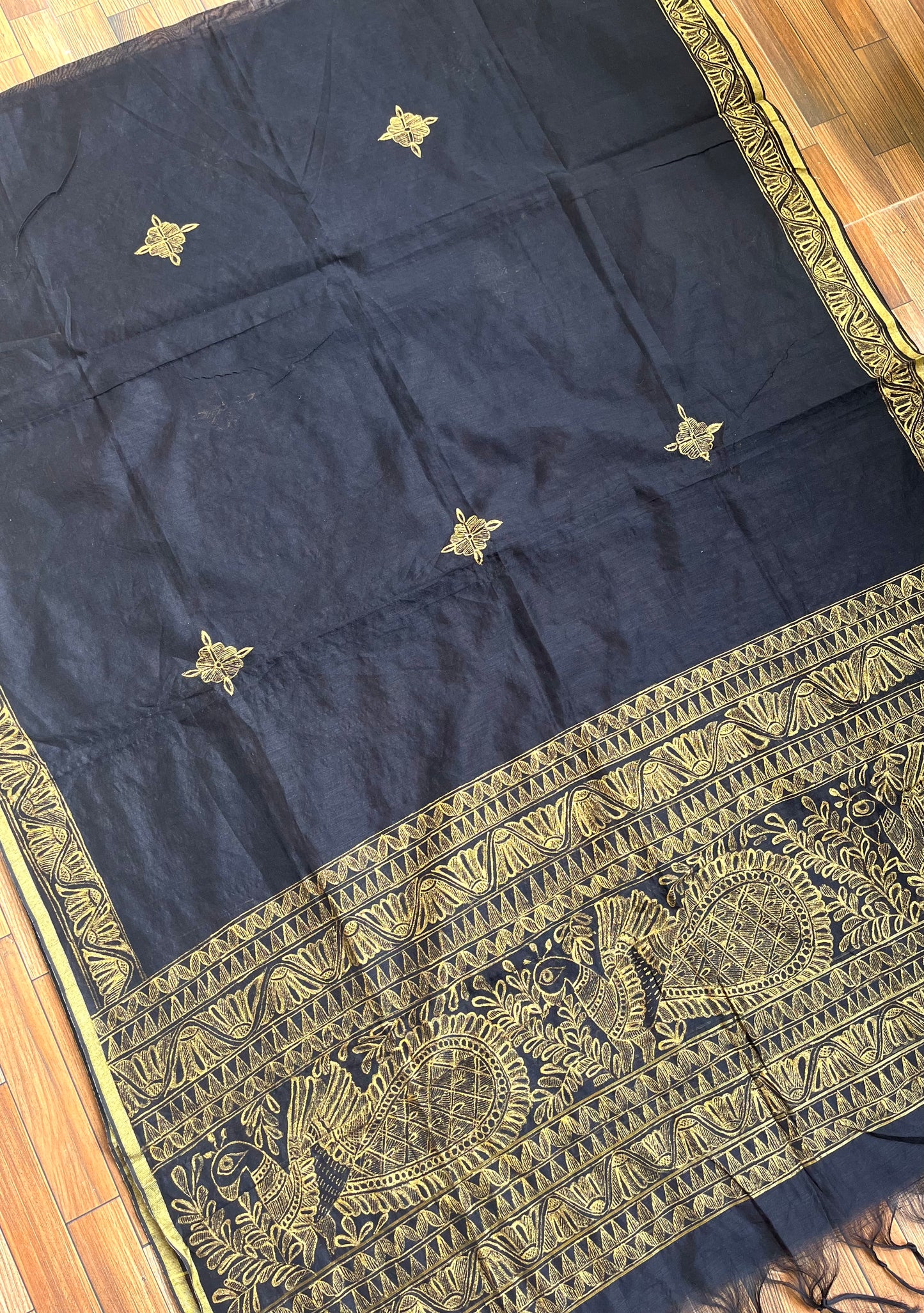 madhubani black dupatta chanderi