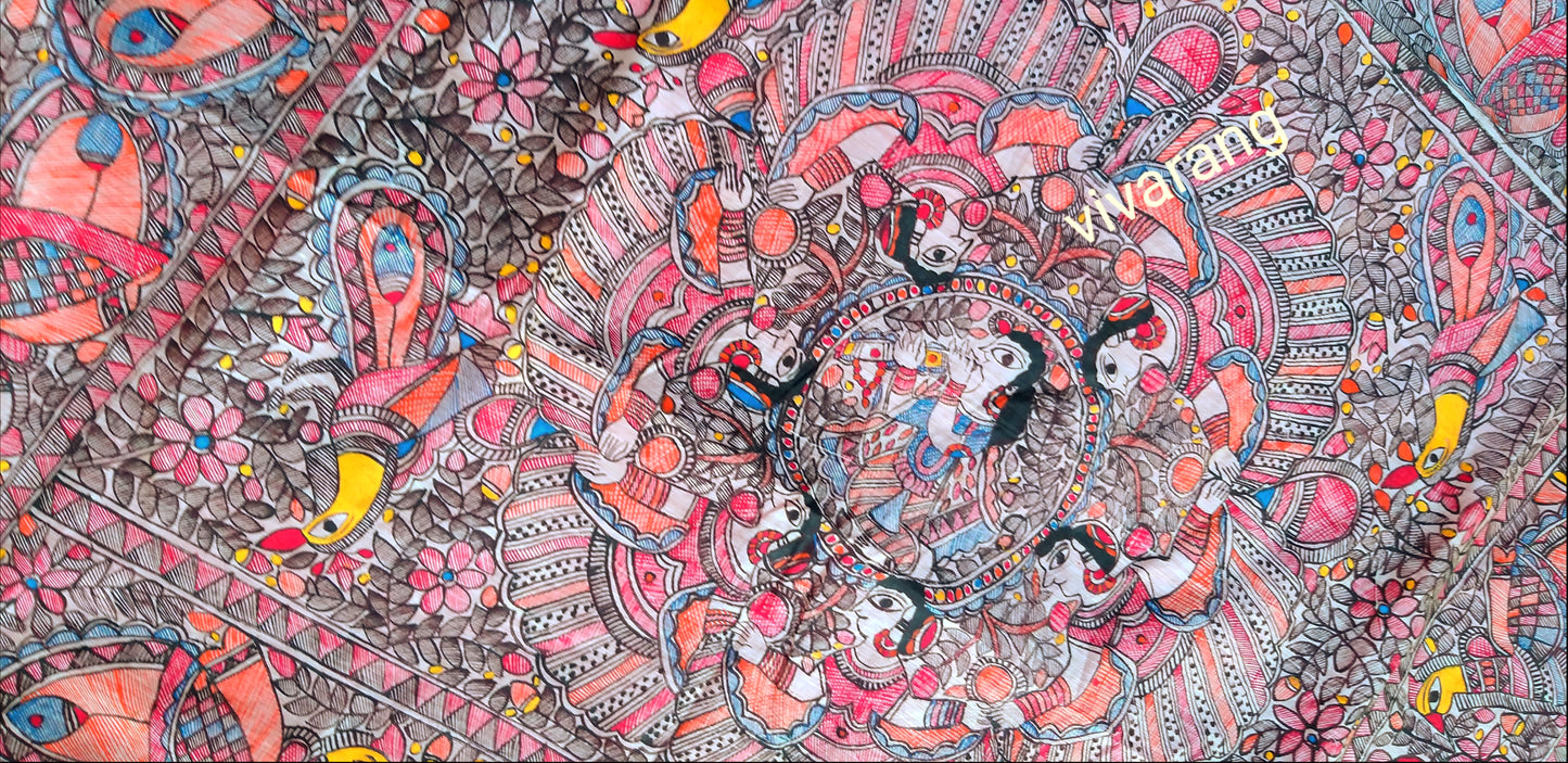 FUSION MADHUBANI SAREE