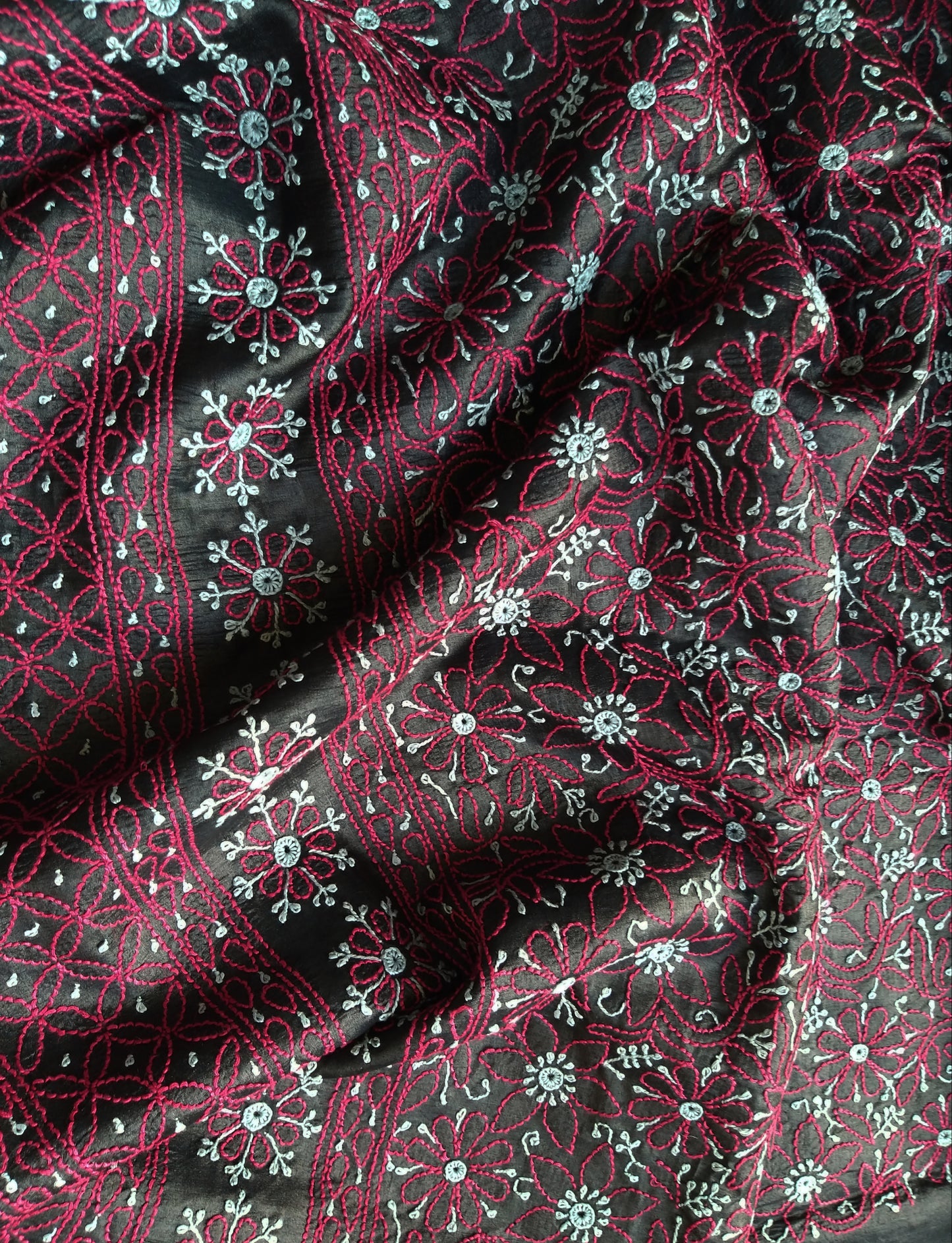 chikankari silk suit set chikanwork dress material black suit