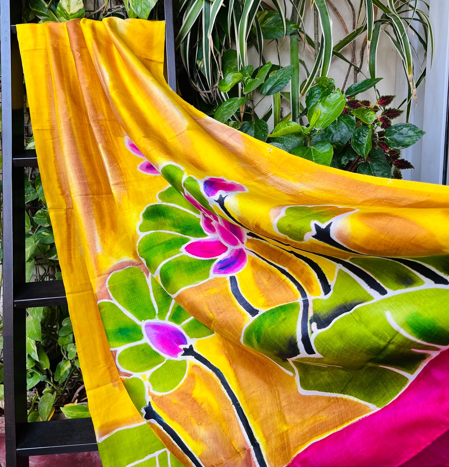 gorgeous dupatta silk dupatta yellow dupatta floral prints handmade