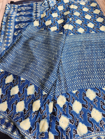 ajrakhsaree sarees ajrakh modal silk officewear blue saree