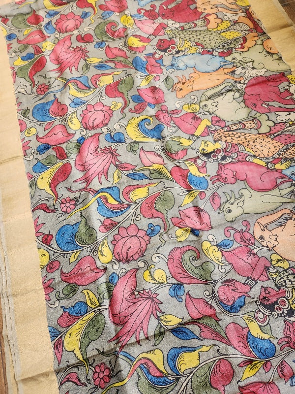 Pen kalamkari kalamkari sarees tussar silk kalahasti red saree wedding shopping