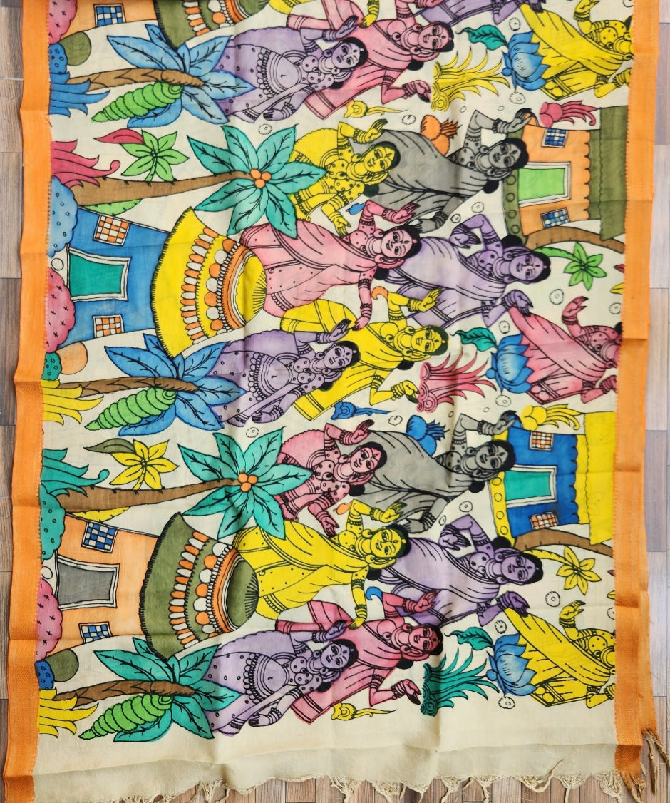 pen kalamkari silk dupatta