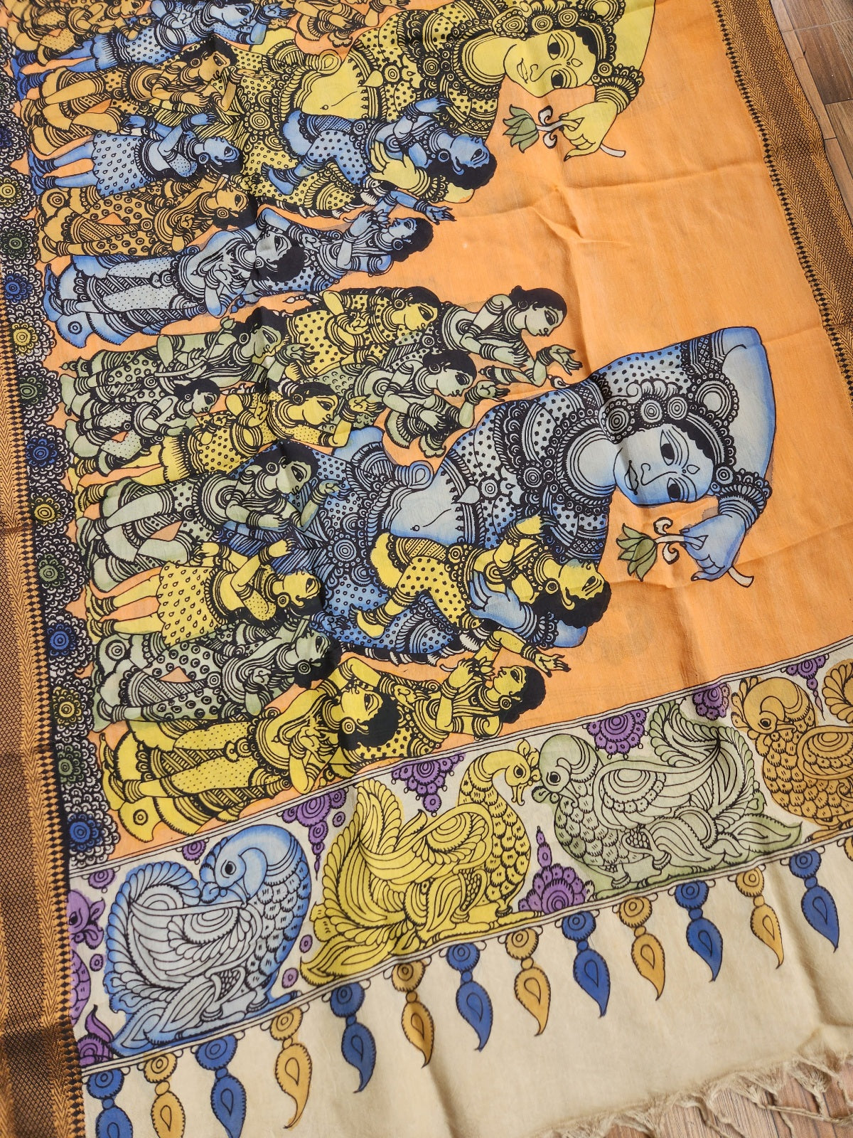 pen kalamkari silk Apsara dupatta