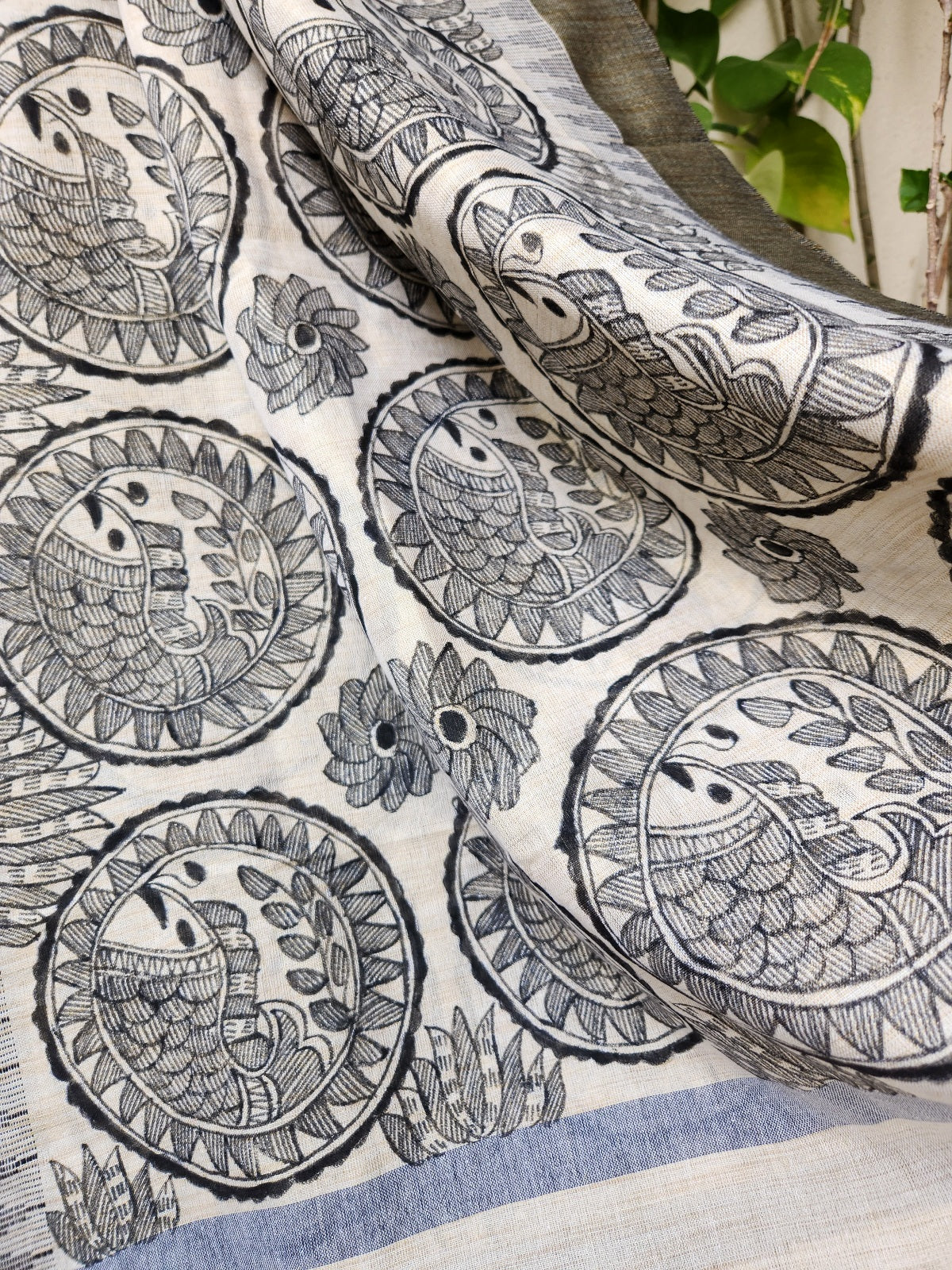 Black madhubani dupatta Indian gifts officewear