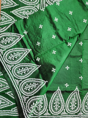 kutchworksaree sareeonline kutchworkonline kutchibharat green saree mehndi look