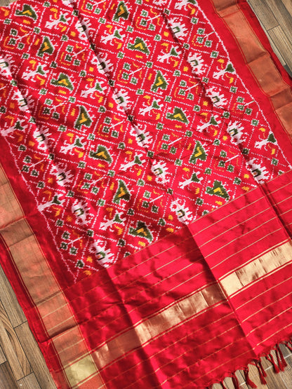 Patola Silk DupattaRed dupatta Handloom Indian gifts Wedding Shopping  ikat dupatta