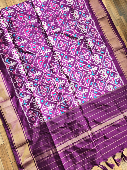 Patola Silk Dupatta Purple dupatta Handloom Indian gifts Wedding Shopping  ikat dupatta