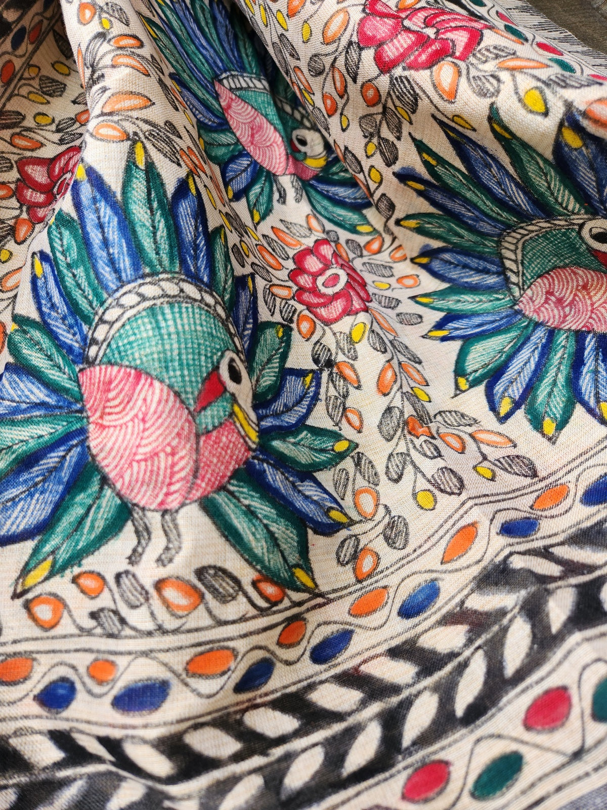 madhubanidupatta madhubani dupattas khadidupatta white COTTON