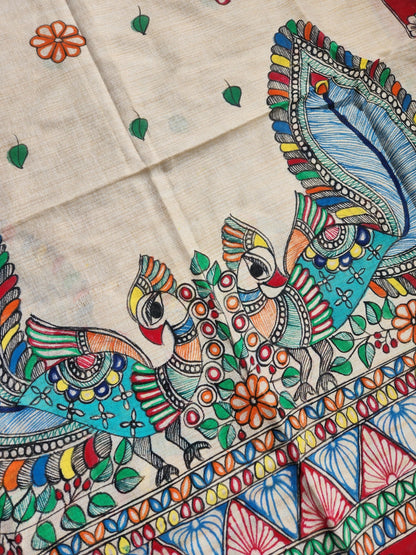 madhubanidupatta madhubani dupattas khadidupatta white COTTON