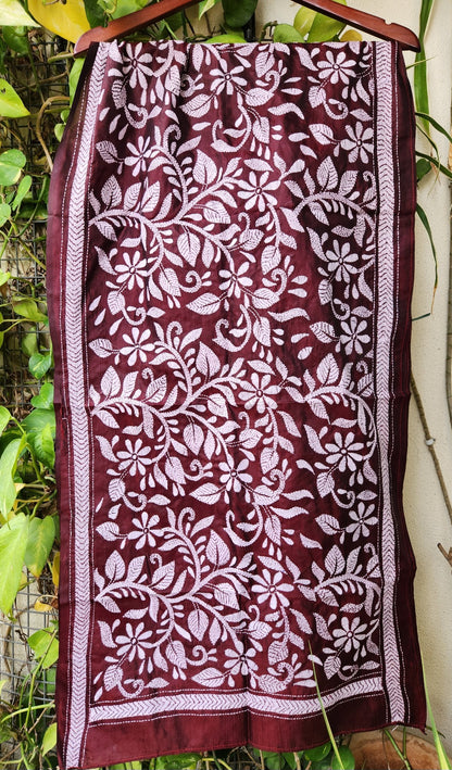 kantha stoles floral Indian gifts corporate gifts handmade slow fashion