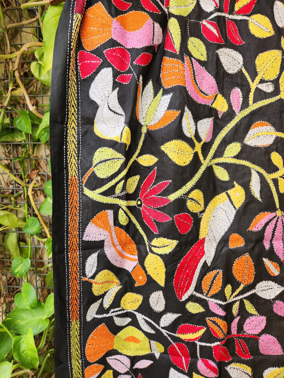 kantha stoles floral Indian gifts corporate gifts handmade slow fashion