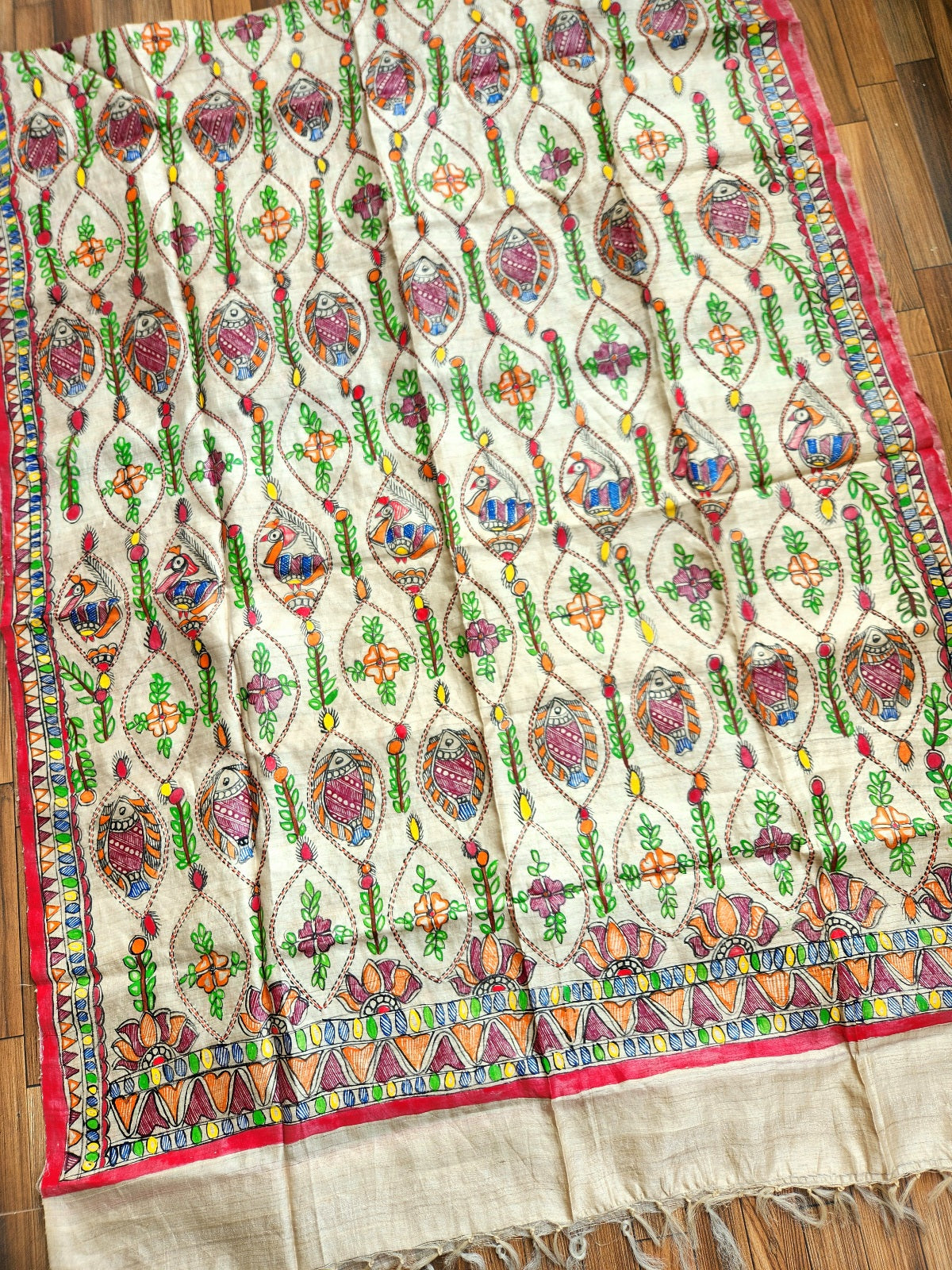 madhubani dupatta tussar dupatta sujni embroidery fusion dupatta