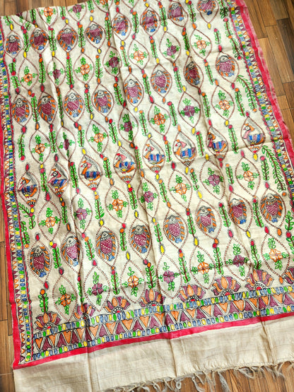 madhubani dupatta tussar dupatta sujni embroidery fusion dupatta
