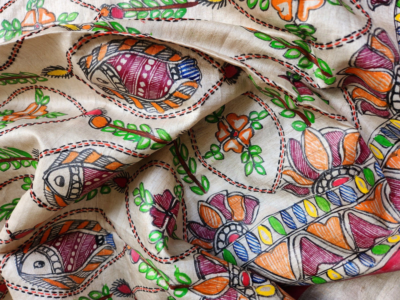 madhubani dupatta tussar dupatta sujni embroidery fusion dupatta