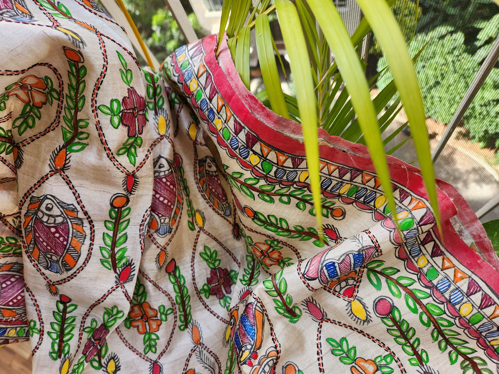 madhubani dupatta tussar dupatta sujni embroidery fusion dupatta