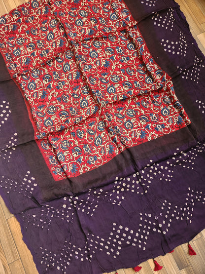 AJRAKH BANDHANI SILK DUPATTA