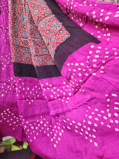 AJRAKH BANDHANI SILK DUPATTA