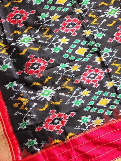 Patola Silk Dupatta Black and red dupatta Handloom Indian gifts Wedding Shopping  ikat dupatta