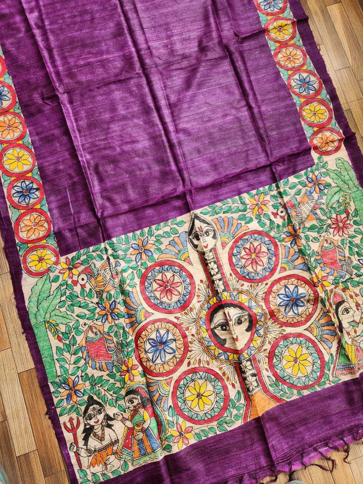 dupatta madhubani online madhubanidupatta handpainted giftsPurple officewear kohbar