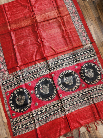 MADHUBANI SILK DUPATTA madhubanionline madhubanidupatta handpaintedgifts red wedding shopping