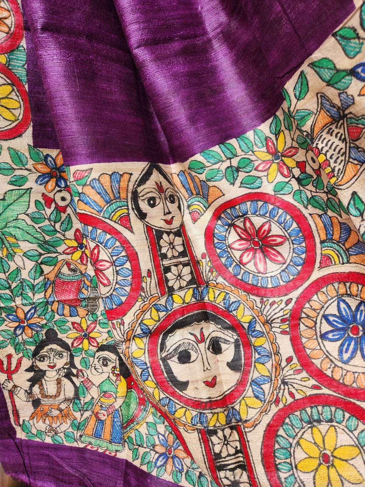 dupatta madhubani online madhubanidupatta handpainted giftsPurple officewear kohbar