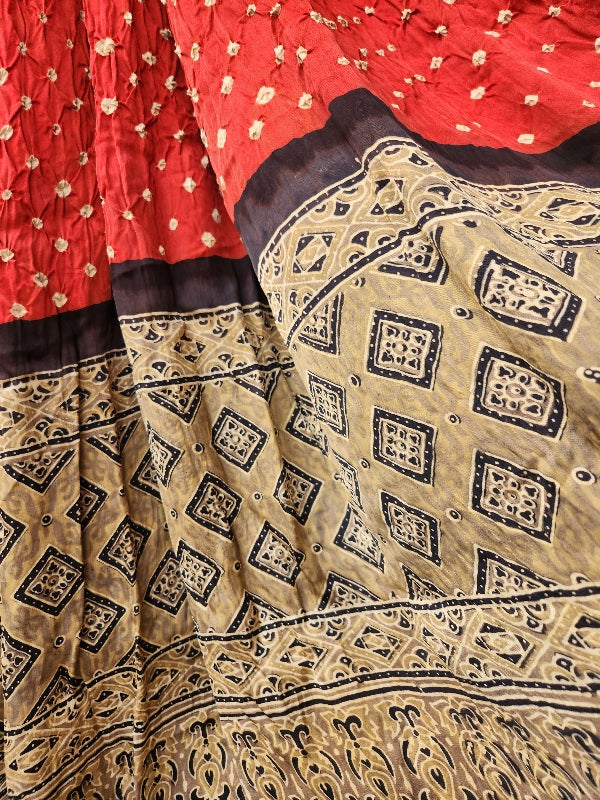 bandhani dupatta ajralkh bandhani bandhej silkdupatta bandhej dupatta ajrakh dupatta orange dupatta