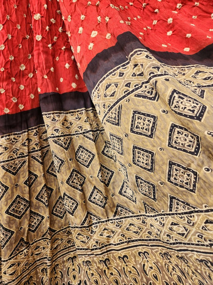 bandhani dupatta ajralkh bandhani bandhej silkdupatta bandhej dupatta ajrakh dupatta orange dupatta